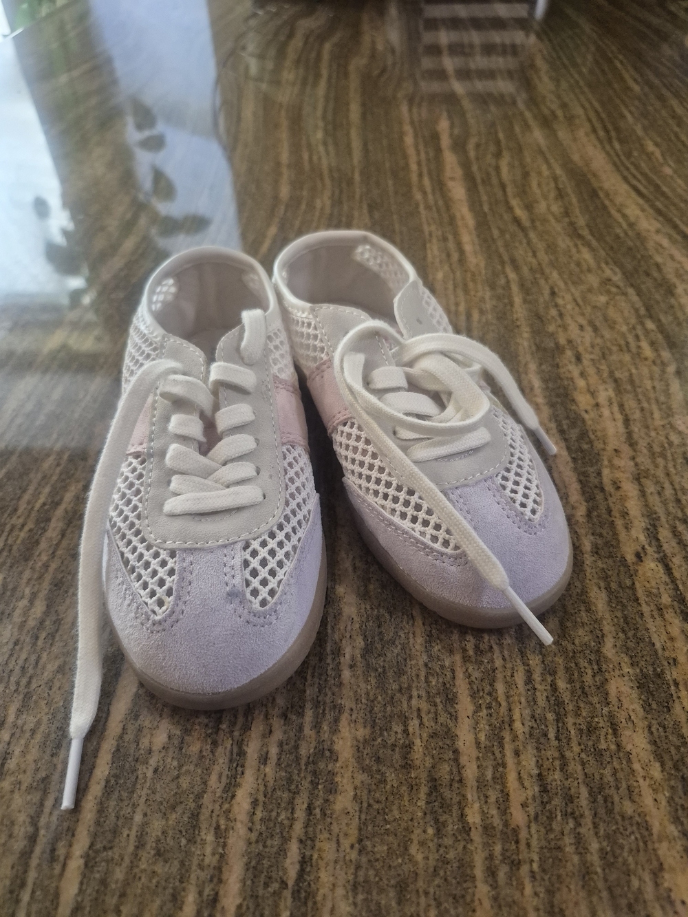 Zara Kids Pink and White Lace-Up Mesh Sneakers